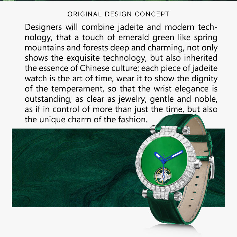 Tielbo T868 Luxury Mechanical Watches Diamond Bezel Jade Dial Ladies' Wristwatch