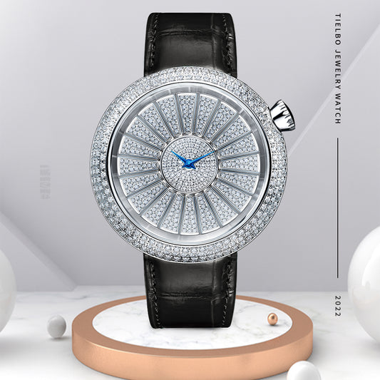 Tielbo TC820 Turn Three Colors Dial Crystal Swiss Quartz Ladies Watch