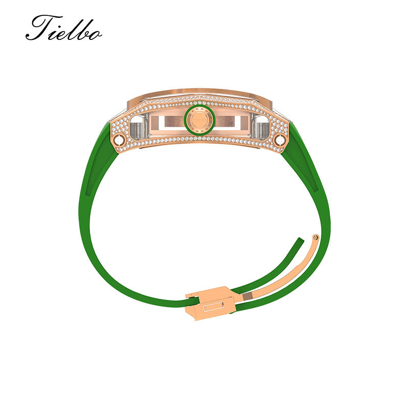 TIELBO Skeleton Automatic Crystal Luxury Watches for Men Waterproof Luminous Watch TS828