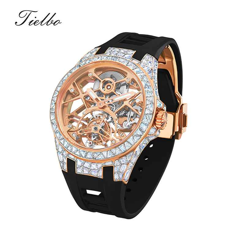 Tielbo TY850 Manual Tourbillon Crystal Case Skeleton Dial Sapphire Watch