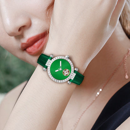 Tielbo T868 Luxury Mechanical Watches Diamond Bezel Jade Dial Ladies' Wristwatch