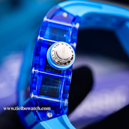 Tielbo TY816 Manual Tourbillon K9 Crystal Transparent Case Men's Watches