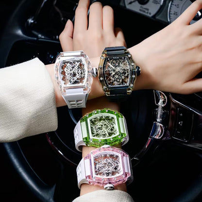 Tielbo T313M Crystal Manual Tourbillon Sport Fashion Skeleton Mechanical Watch