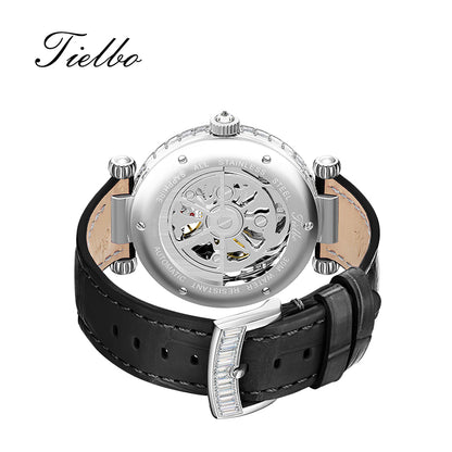 Tielbo T868 Luxury Mechanical Watches Diamond Bezel Jade Dial Ladies' Wristwatch