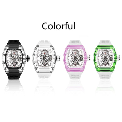 Tielbo T313M Crystal Manual Tourbillon Sport Fashion Skeleton Mechanical Watch