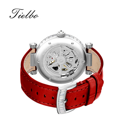 Tielbo T868 Luxury Mechanical Watches Diamond Bezel Jade Dial Ladies' Wristwatch