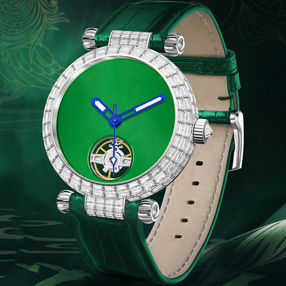 Tielbo T868 Luxury Mechanical Watches Diamond Bezel Jade Dial Ladies' Wristwatch