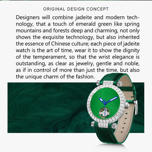 Tielbo T868L Luxury Mechanical Watches Diamond Bezel Jade Dial Ladies' Wristwatch