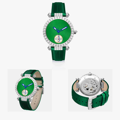 Tielbo T868 Luxury Mechanical Watches Diamond Bezel Jade Dial Ladies' Wristwatch