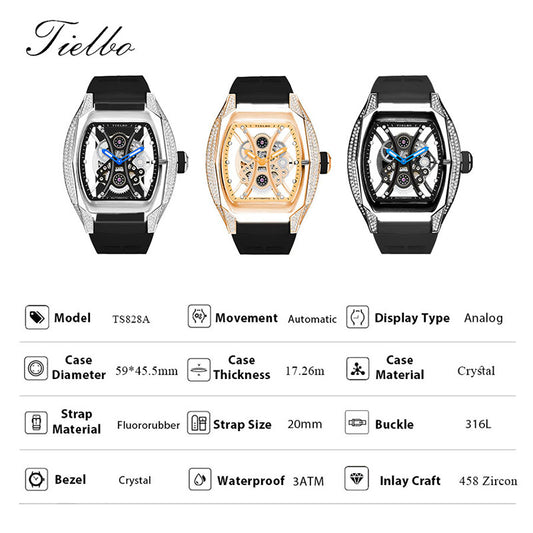 Tielbo Zircon Bezel crystal automatic watch TS831A