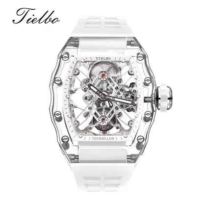 Tielbo T313M Crystal Manual Tourbillon Sport Fashion Skeleton Mechanical Watch