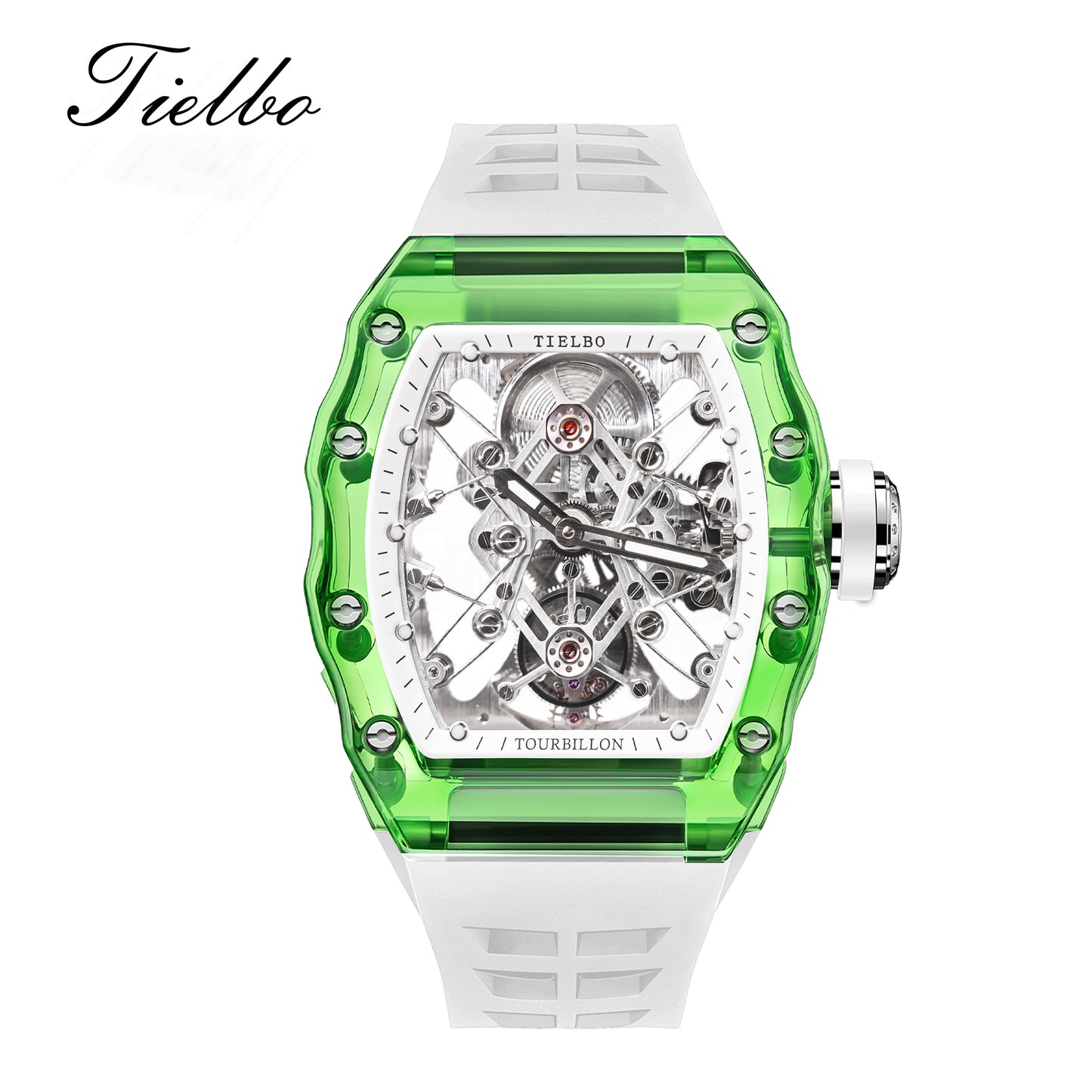 Tielbo T313M Crystal Manual Tourbillon Sport Fashion Skeleton Mechanical Watch