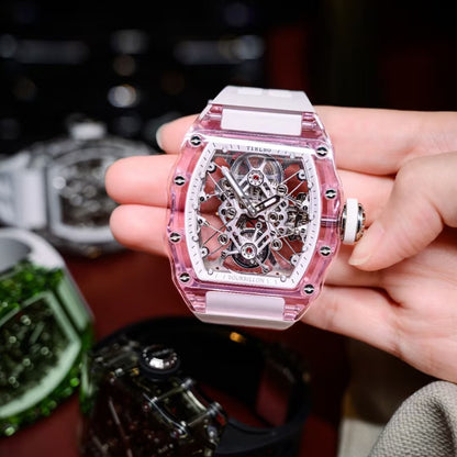 Tielbo T313M Crystal Manual Tourbillon Sport Fashion Skeleton Mechanical Watch