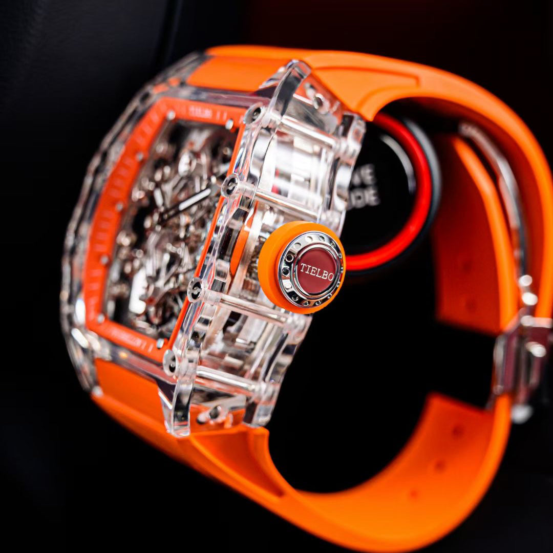 Tielbo T313M Crystal Manual Tourbillon Sport Fashion Skeleton Mechanical Watch