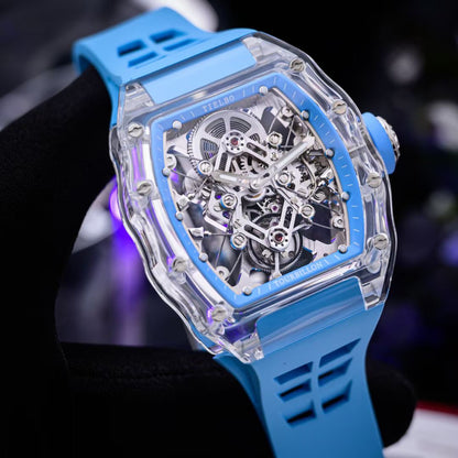 Tielbo T313M Crystal Manual Tourbillon Sport Fashion Skeleton Mechanical Watch