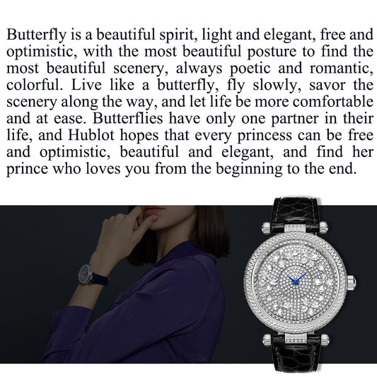 TIELBO Swiss Quartz Movement Watch For Women Rotating Crystal Butterfly Crystal TC819L