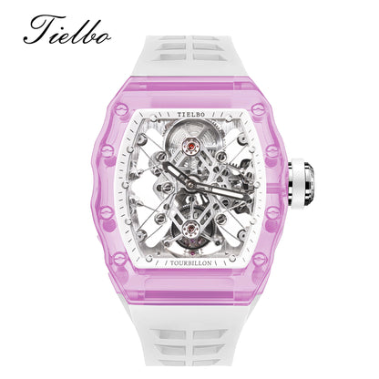 Tielbo T313M Crystal Manual Tourbillon Sport Fashion Skeleton Mechanical Watch
