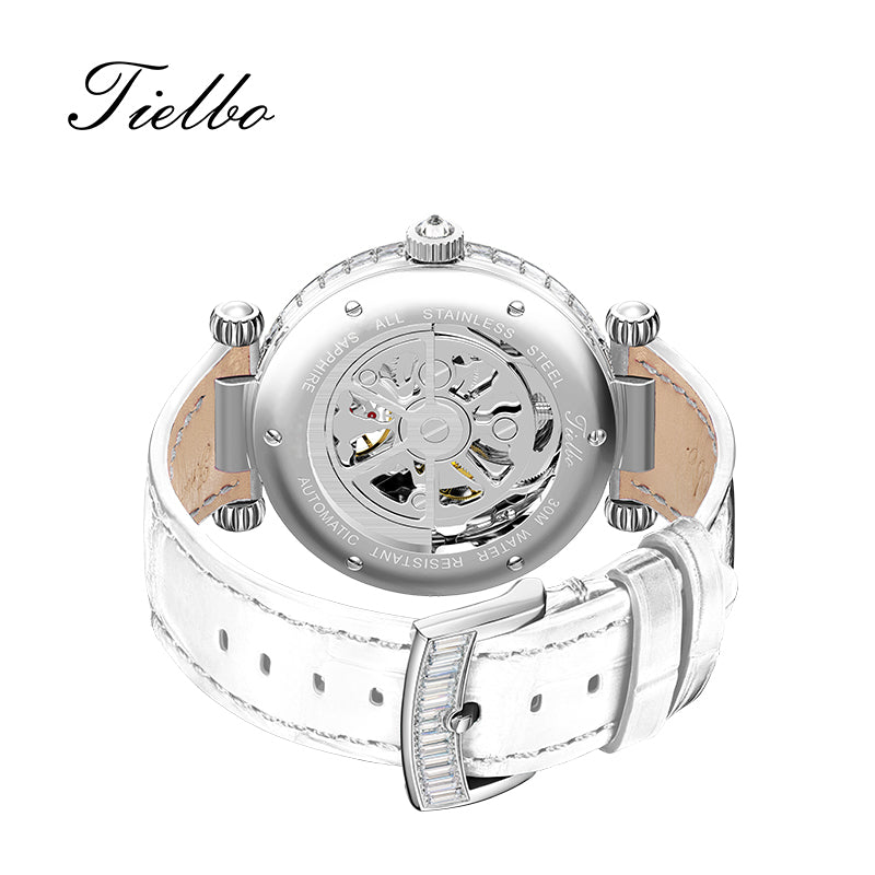 Tielbo T868 Luxury Mechanical Watches Diamond Bezel Jade Dial Ladies' Wristwatch