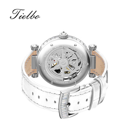Tielbo T868 Luxury Mechanical Watches Diamond Bezel Jade Dial Ladies' Wristwatch